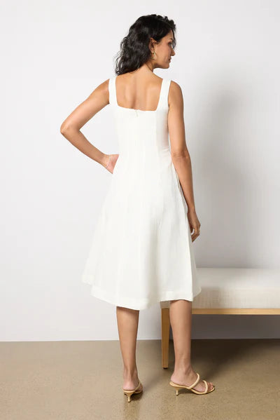 French Connection Birdie Linen Square Neck Midi
