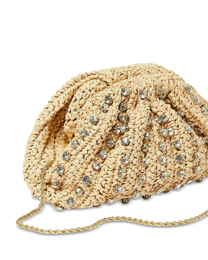 Loeffler Randall Bailey Embellished Pleated Raffia Clutch