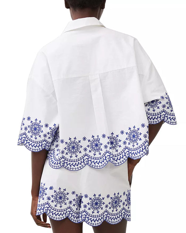 FRENCH CONNECTION Alissa Cotton Embroidered Top