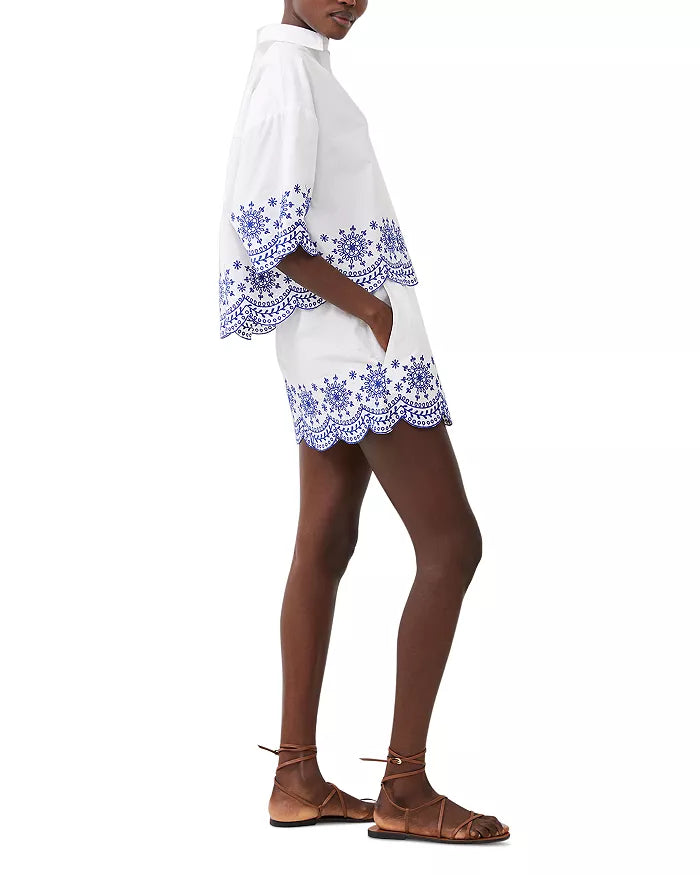 FRENCH CONNECTION Alissa Cotton Embroidered Shorts