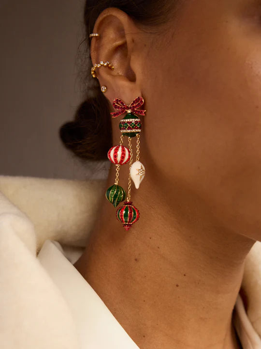 Bauble Bar Ornamental Christmas Statement Earrings