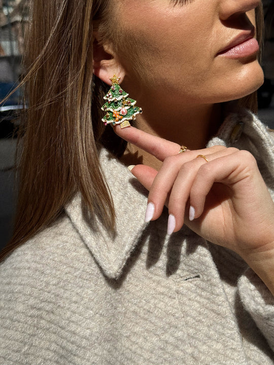 Bauble Bar Oh Glitzmas Tree Holiday Statement Earrings