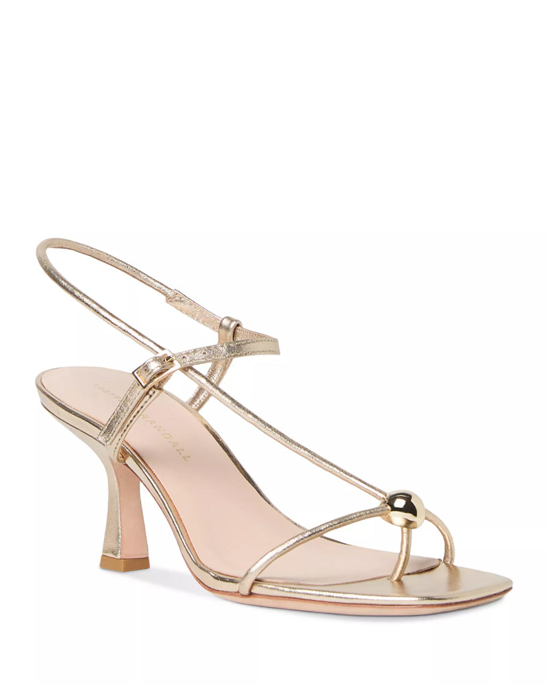 Loeffler Randall Champagne Leather Mid−Heel Sandal