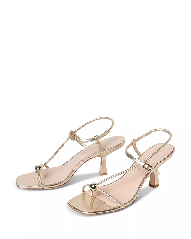 Loeffler Randall Champagne Leather Mid−Heel Sandal