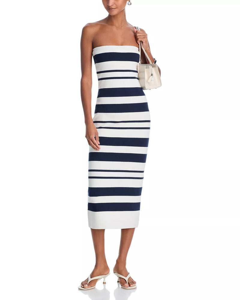 knee length dresses for ladies FRENCH CONNECTION Maxime Strapless Midi Knit Dress – Bishop Boutique