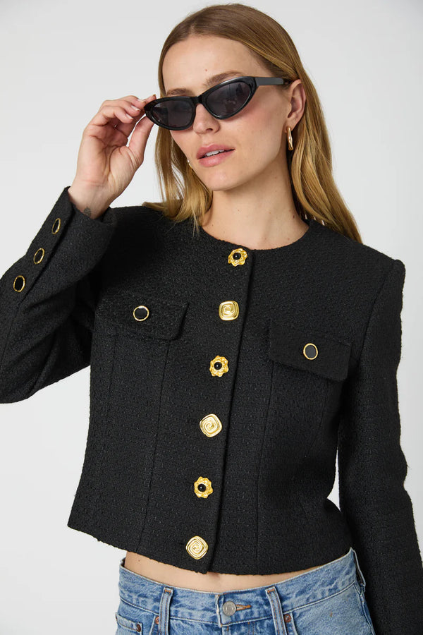 French Connection Structured Tweed Novelty Button Jacket