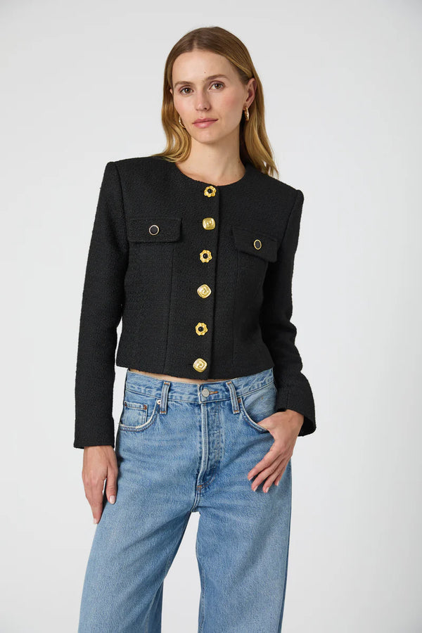 French Connection Structured Tweed Novelty Button Jacket