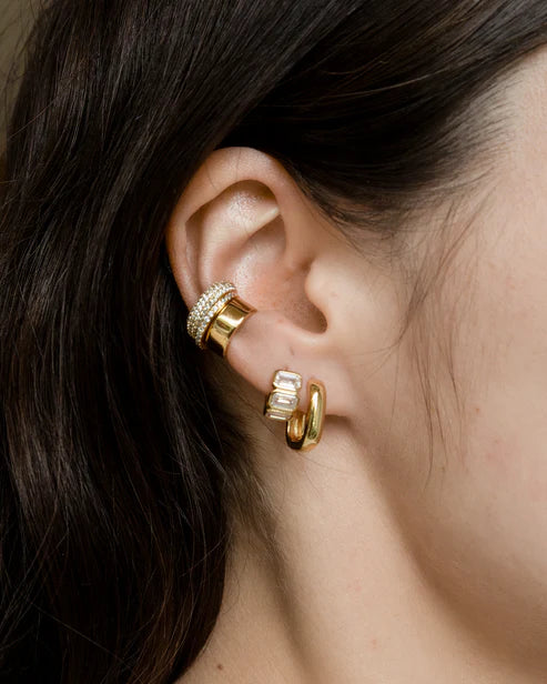 Jurate LA Sunset Sunset Emerald Cut Simulated Diamond Huggie Hoop Earrings