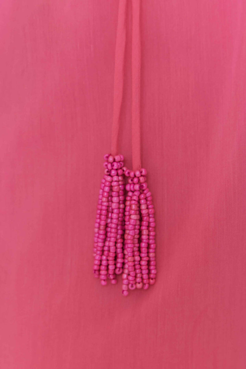 FARM Pink Floral Details Sleeveless Midi Dress