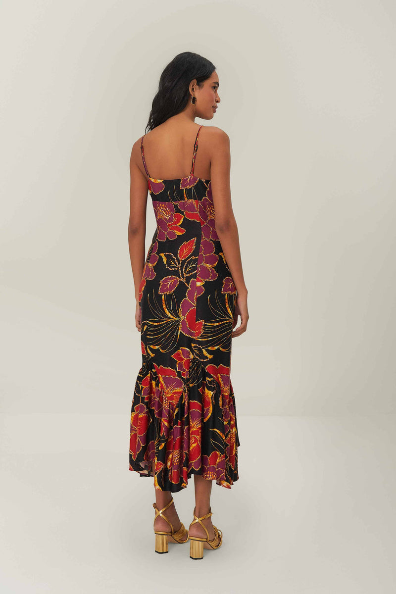 FARM RIO black shiny chita lenzing™ ecovero™ maxi dress