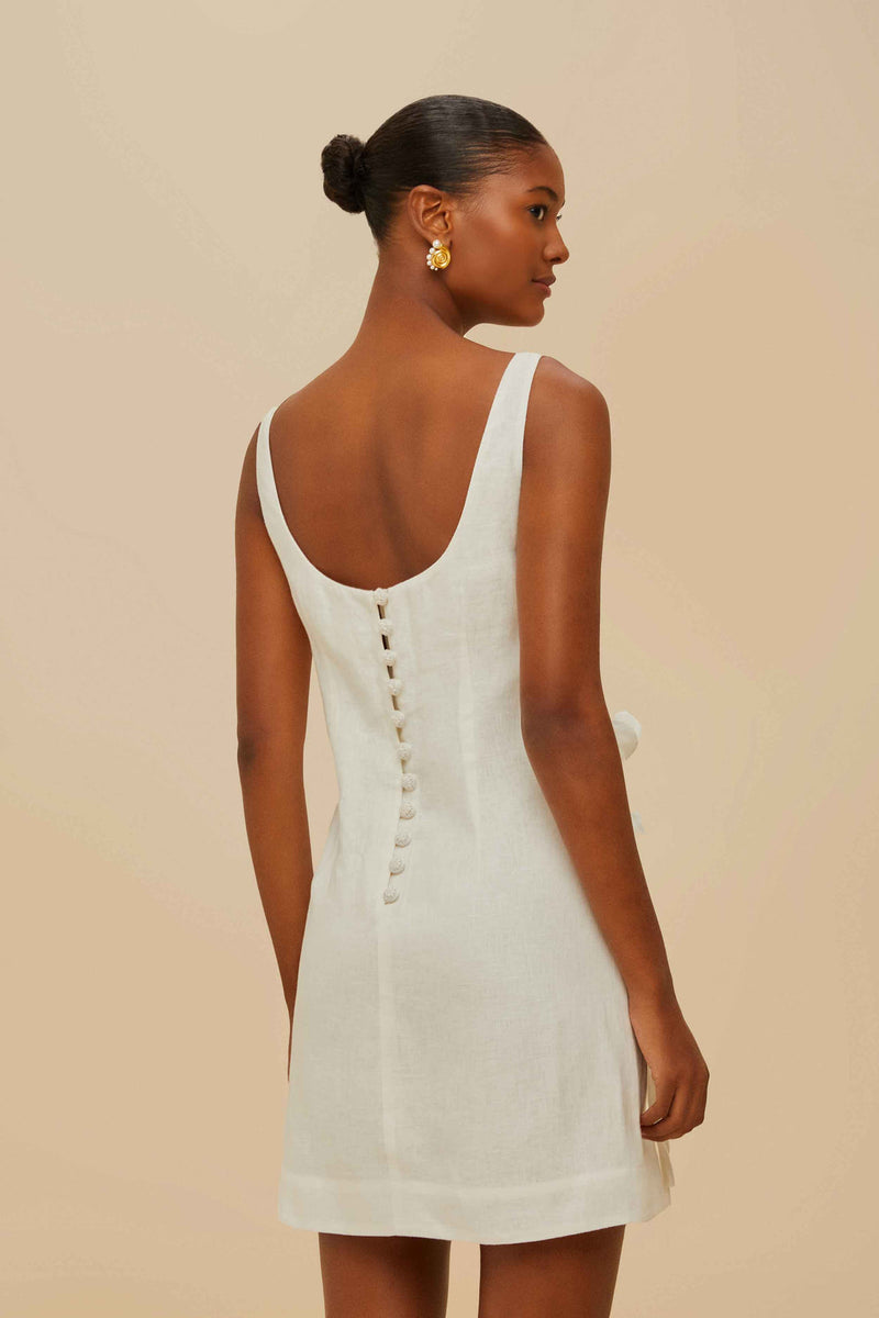 FARM RIO off-white sleeveless euroflax™ premium linen mini dress