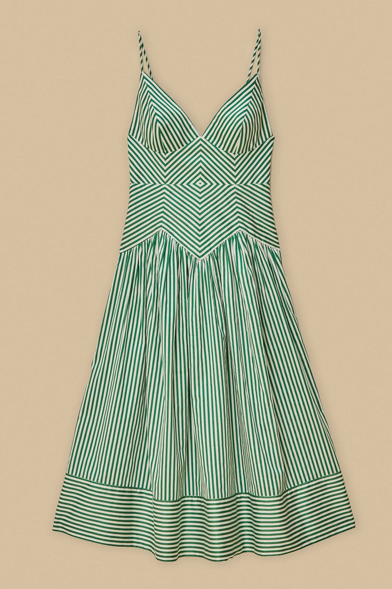 Farm Rio bicolor stripes organic cotton midi dress