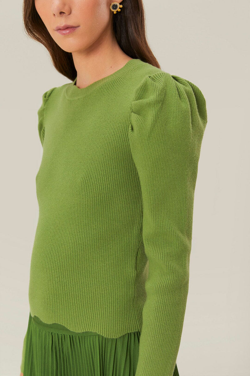 FARM RIO green knit blouse