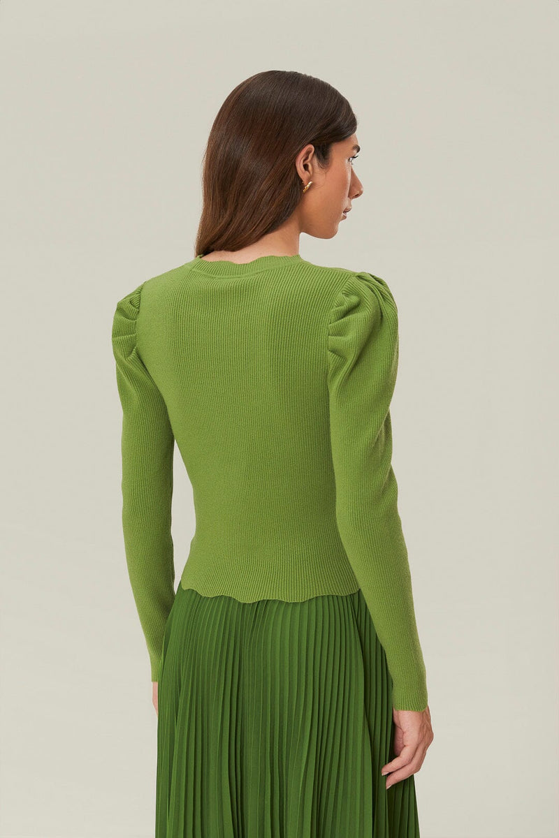 FARM RIO green knit blouse