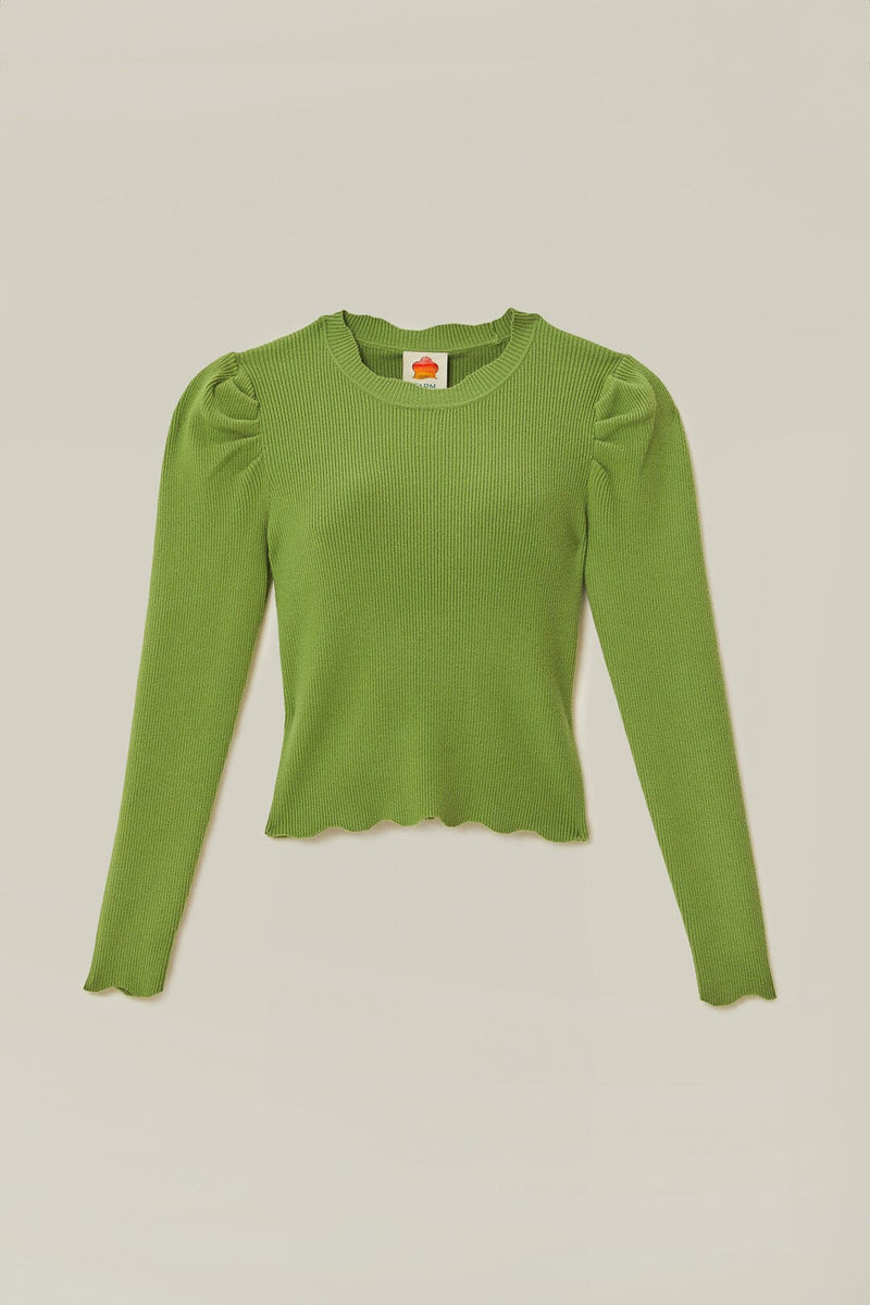 FARM RIO green knit blouse