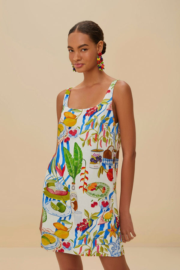 Farm Rio off-white fresh table euroflax™ premium linen mini dress