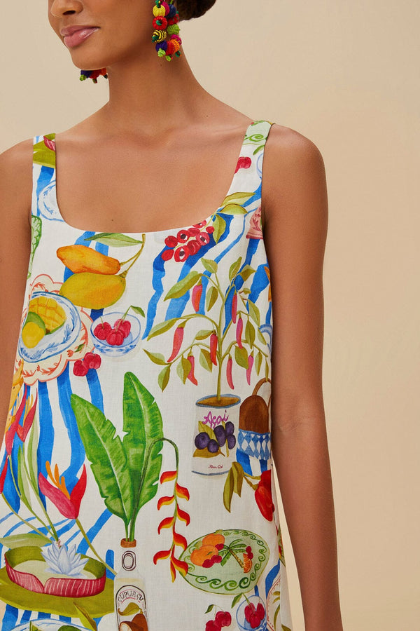 Farm Rio off-white fresh table euroflax™ premium linen mini dress