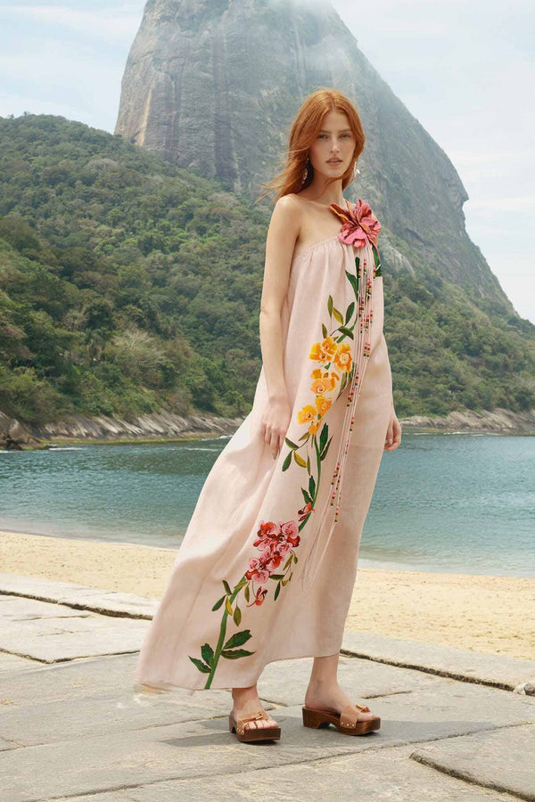 farm rio beach dress Manoela Off-White Sleeveless Belt Maxi Dress by Farm Rio