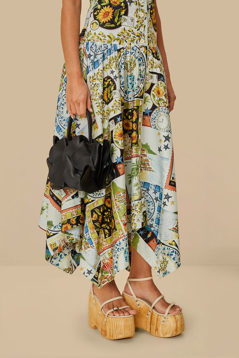 Farm Rio black leather flower bag