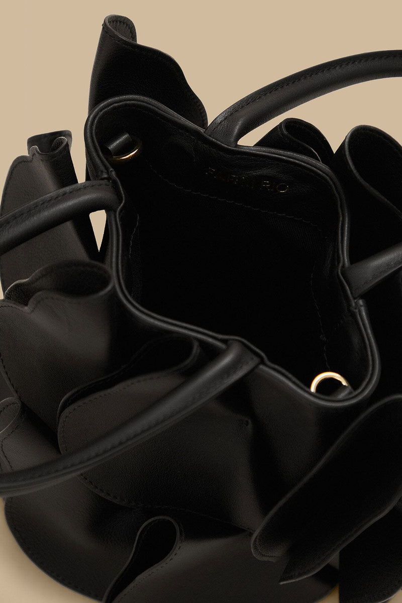 Farm Rio black leather flower bag