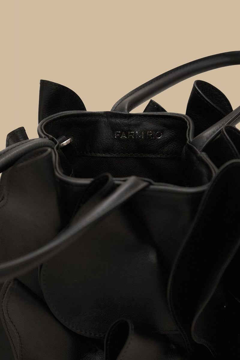 Farm Rio black leather flower bag