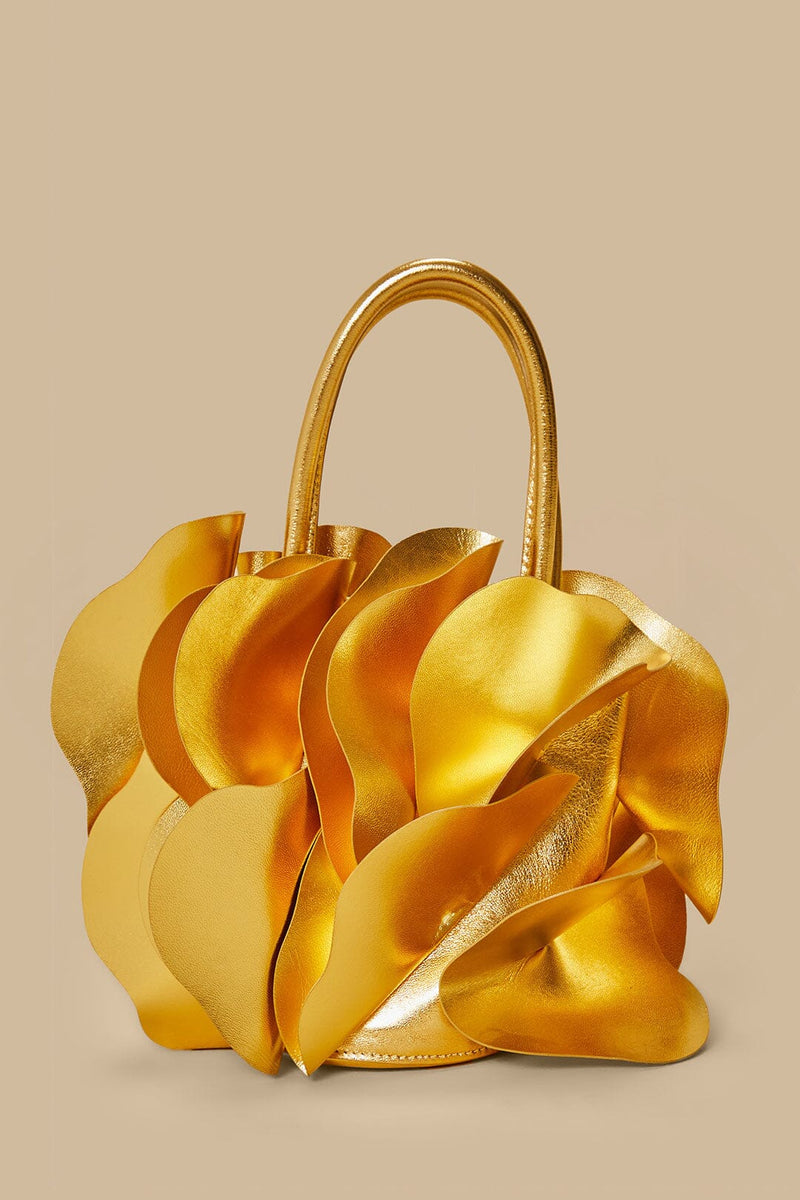 Farm Rio gold leather flower bag