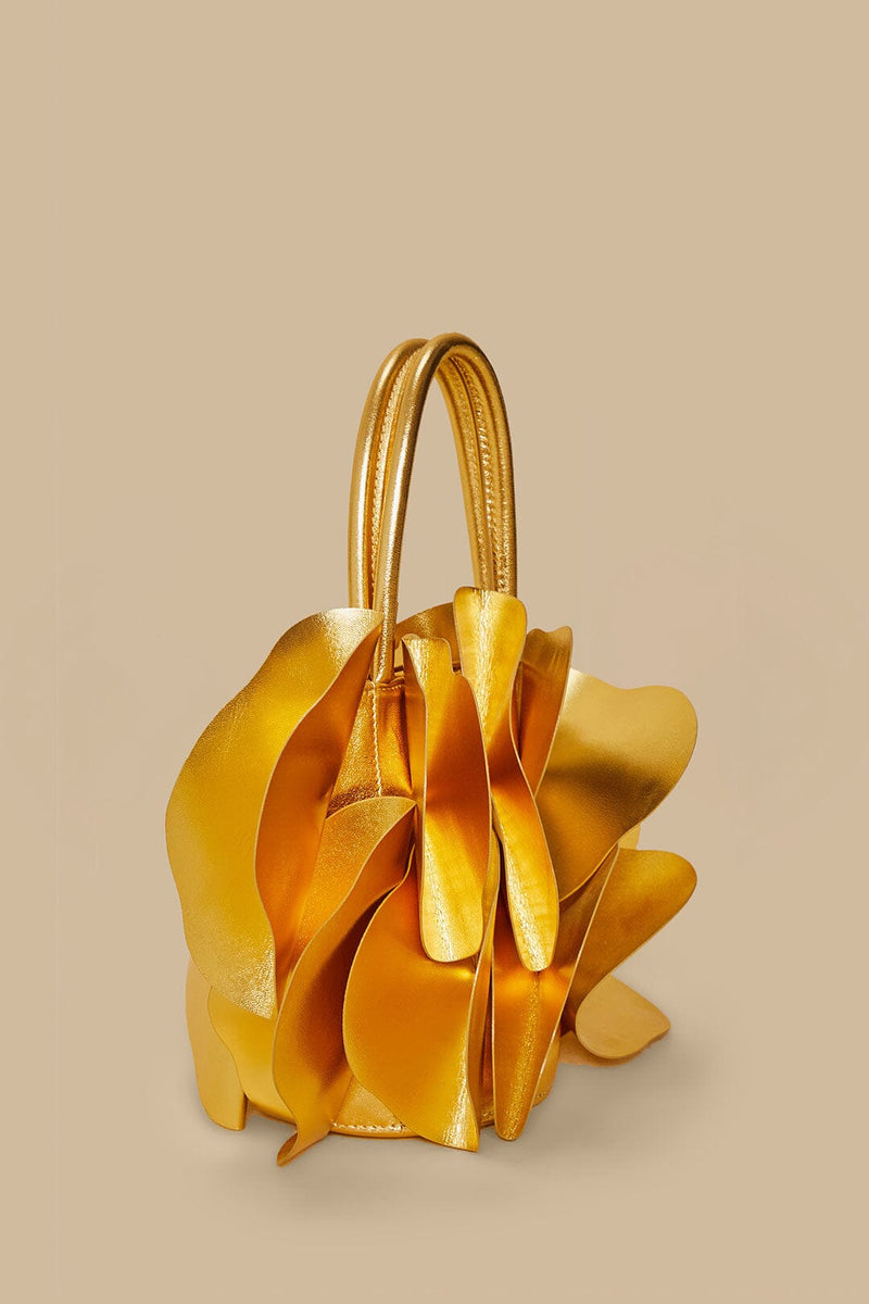 Farm Rio gold leather flower bag