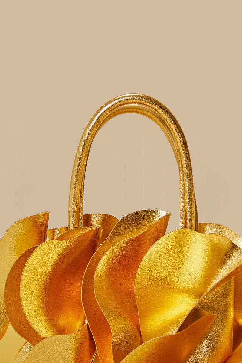 Farm Rio gold leather flower bag