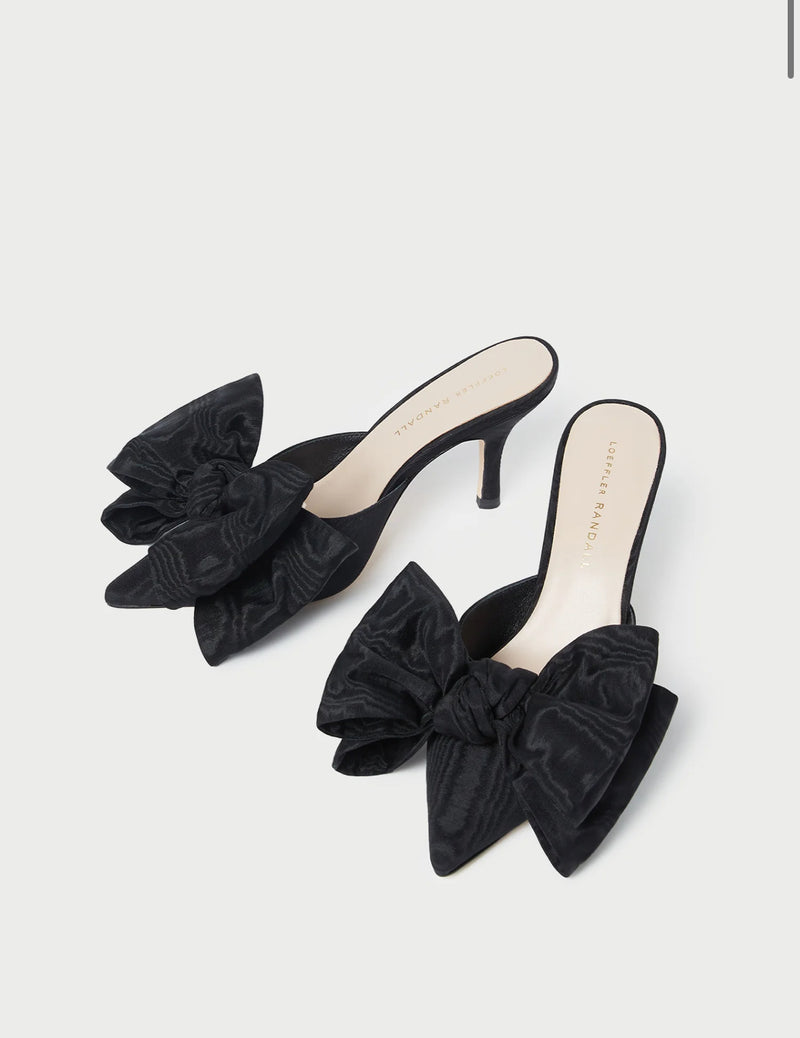 Loeffler Randall Margot Black Moiré Bow Mule