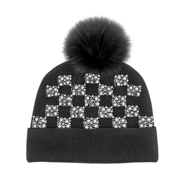 Mitchie's KNIT PEARL & CRYSTAL BEANIE