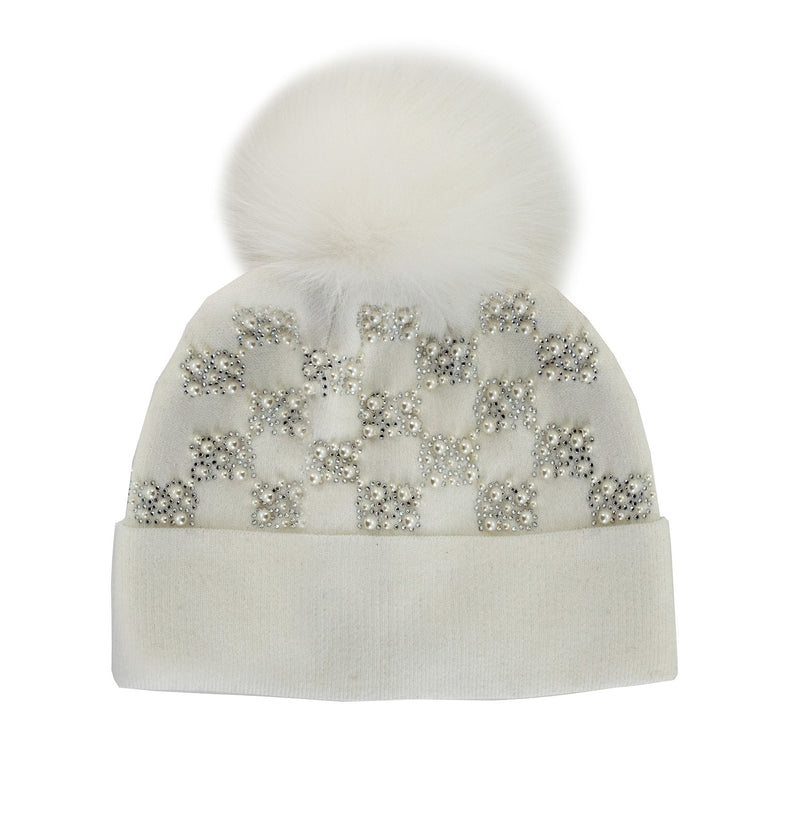 Mitchie's KNIT PEARL & CRYSTAL BEANIE