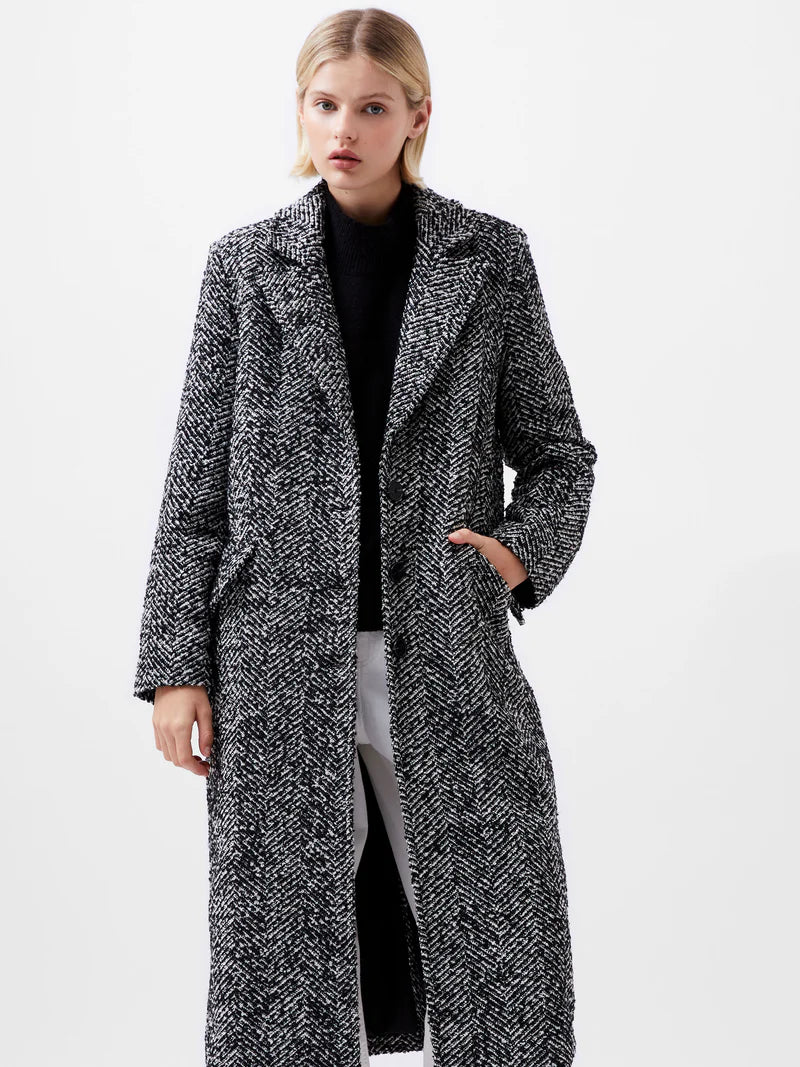 French Connection Chantelle Herringbone Coat