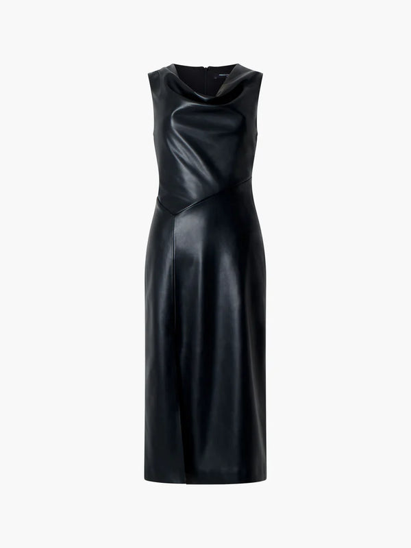 French Connection Elettra Recycled PU Cowl Neck Sleeveless Midi Dress