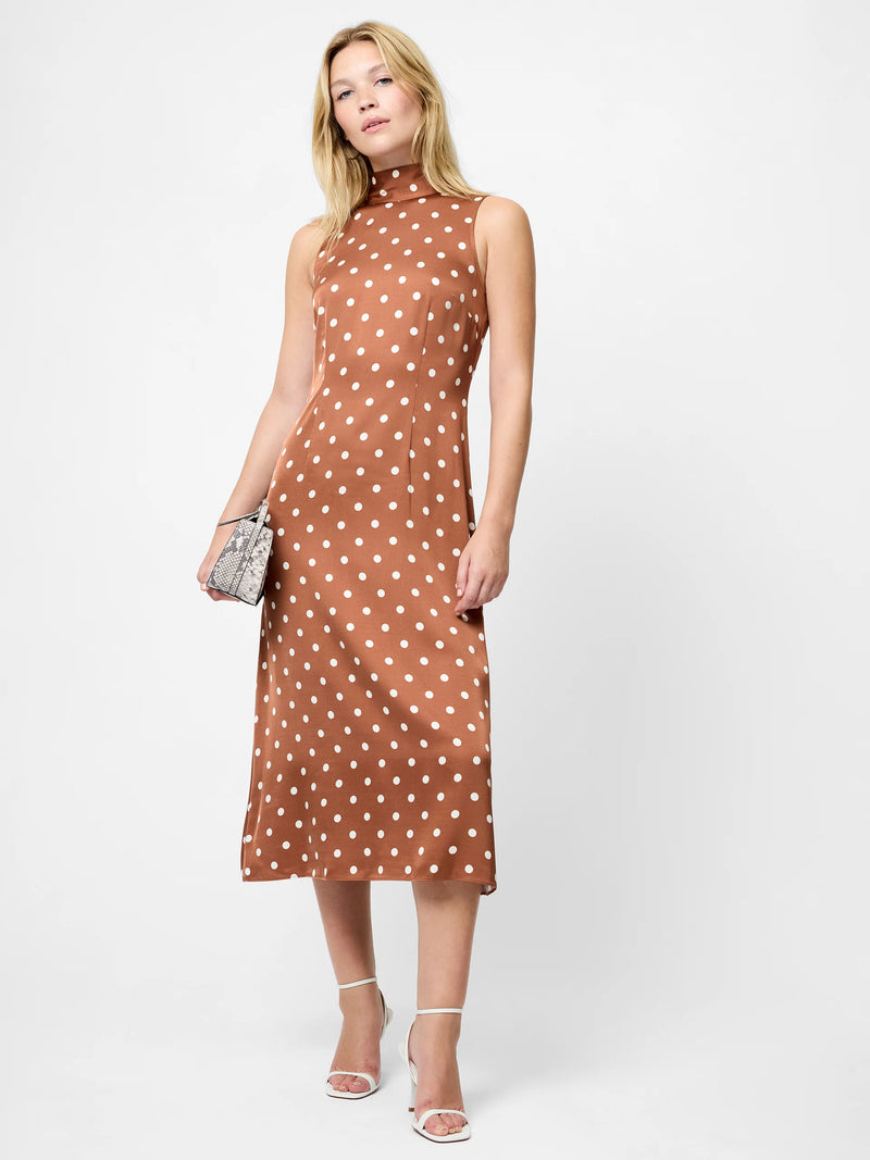 French Connection Ennis Satin Polka Dot Midi Dress