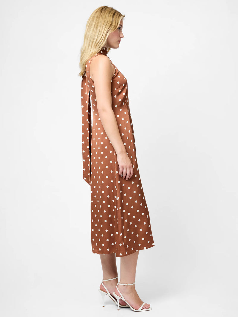 French Connection Ennis Satin Polka Dot Midi Dress