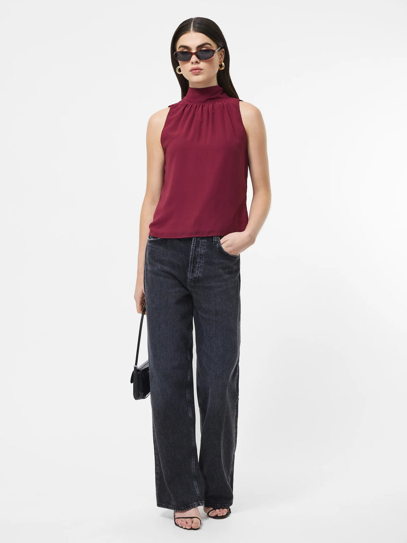 French Connection Marina Chiffon Sleeveless Bow Top