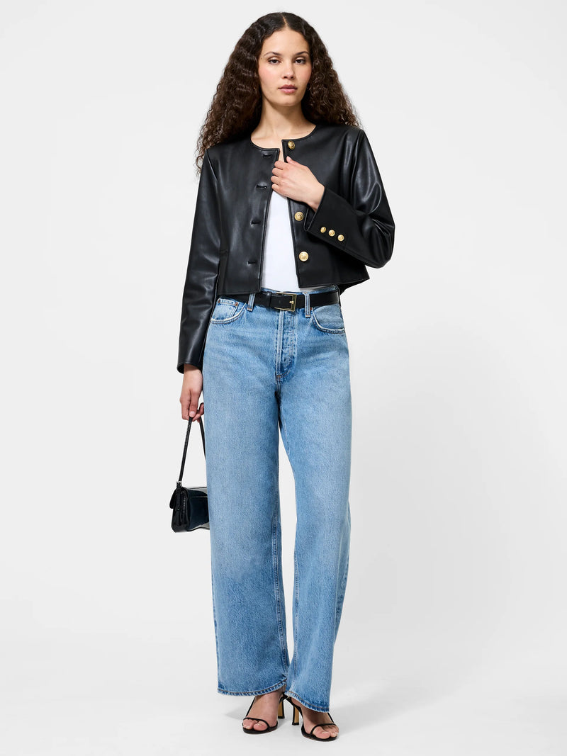 French Connection Dessa Vegan Leather Cropped Jacket