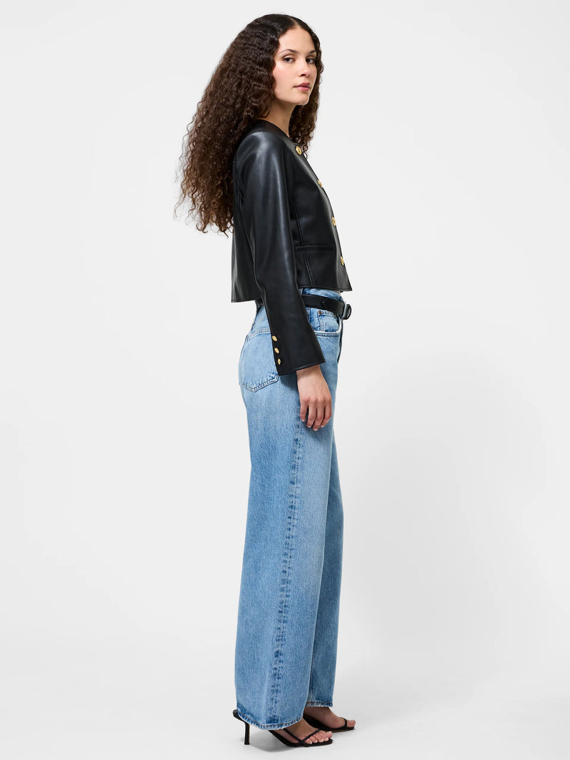 French Connection Dessa Vegan Leather Cropped Jacket