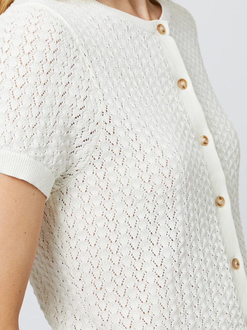French Connection Cotton Blend Pointelle Cardigan