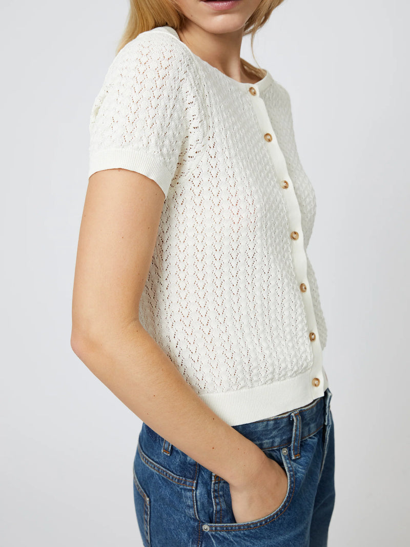 French Connection Cotton Blend Pointelle Cardigan