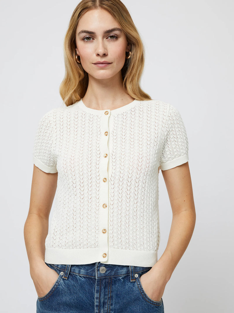 French Connection Cotton Blend Pointelle Cardigan
