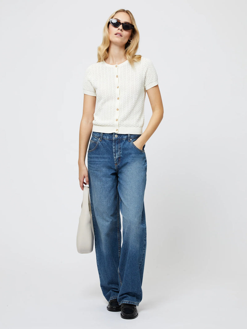 French Connection Cotton Blend Pointelle Cardigan