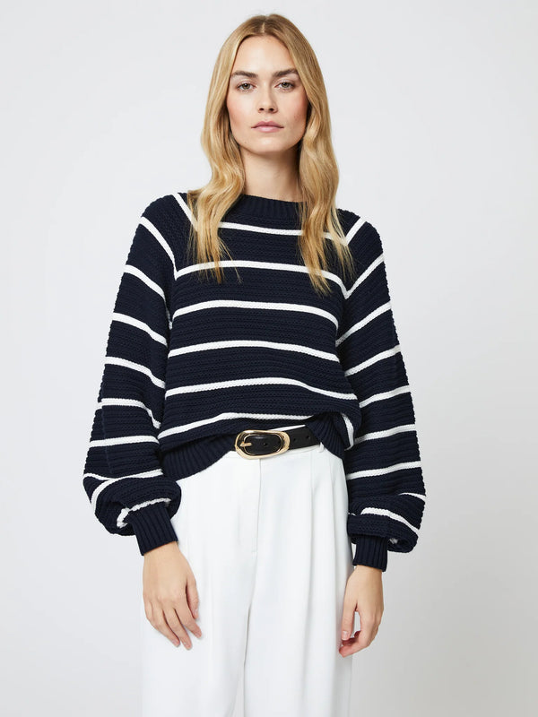 French Connection Lily Mozart Striped Crewneck Sweater