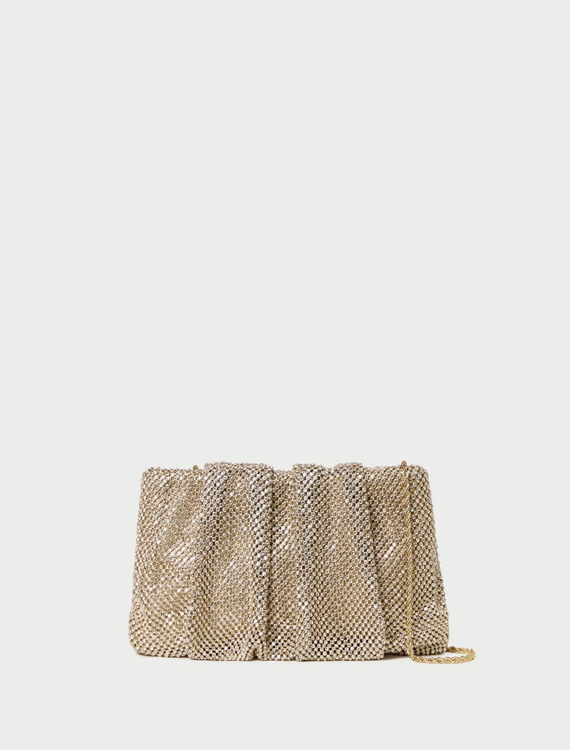 Loeffler Randall Serena Gold Diamanté Gathered Clutch