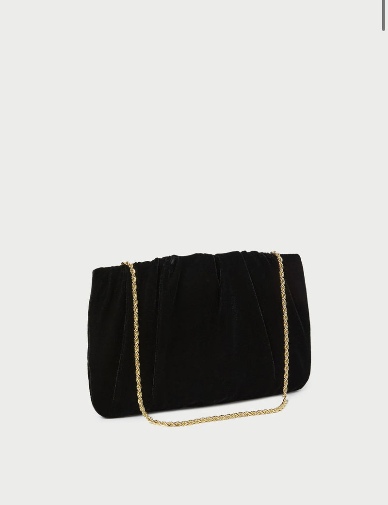 Loeffler Randall Serena Black Gathered Leather Clutch