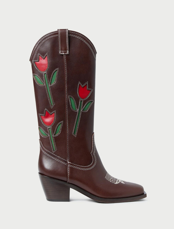 Loeffler Randall Wilder Espresso Tulip Leather Boot
