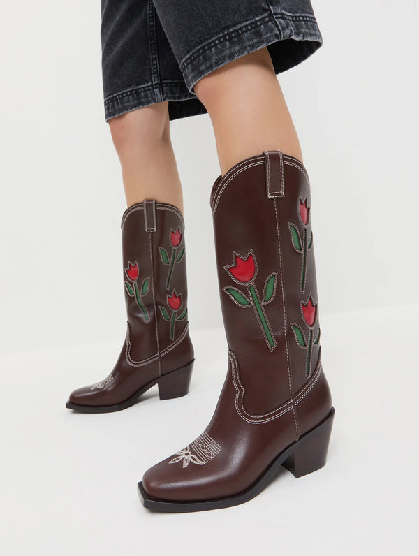 Loeffler Randall Wilder Espresso Tulip Leather Boot