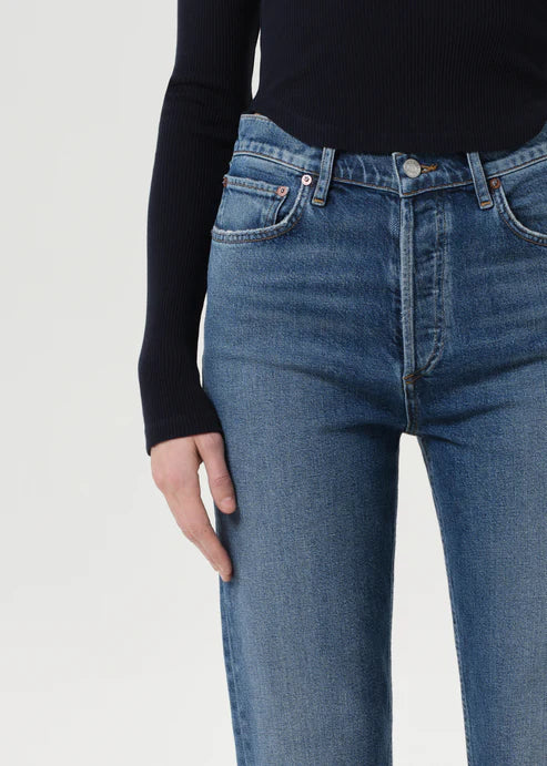 AGOLDE 90's Pinch Waist Crop (Comfort Stretch) In Overcast