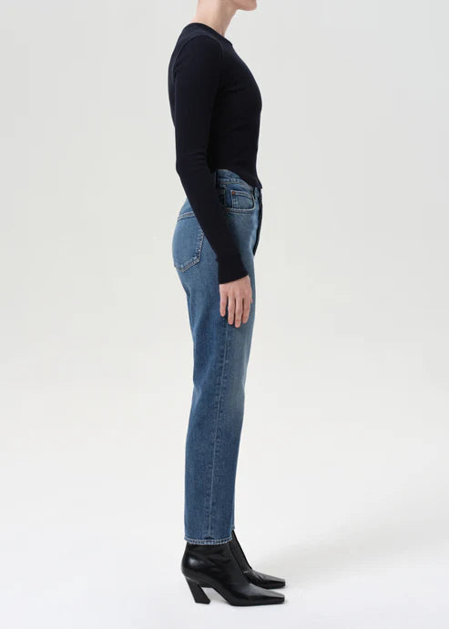 AGOLDE 90's Pinch Waist Crop (Comfort Stretch) In Overcast