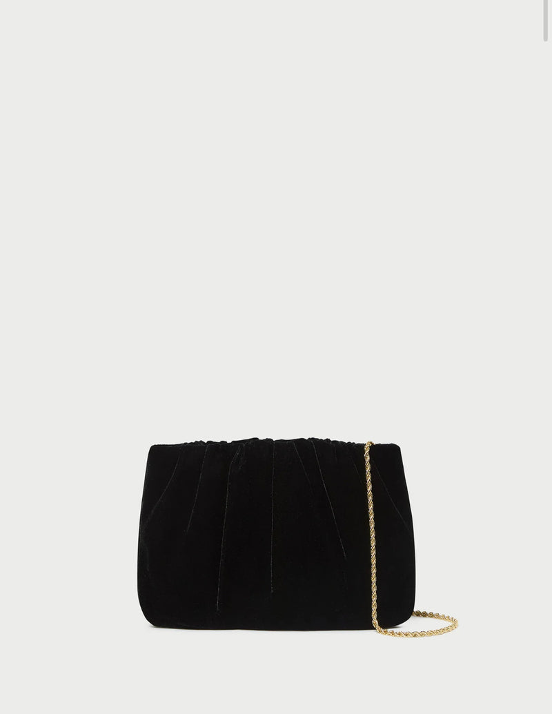 Loeffler Randall Serena Black Gathered Leather Clutch